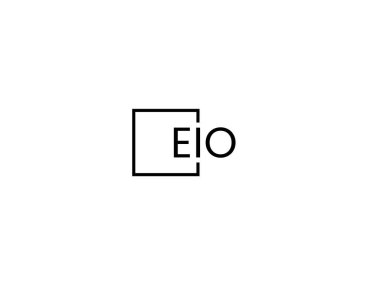 Beyaz arkaplan, vektör logosu üzerinde EIO harfleri izole