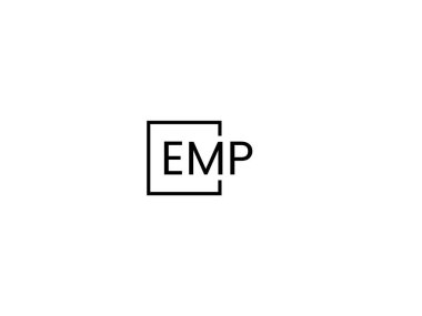 Beyaz arkaplan ve vektör logosunda EMP harfleri izole edildi
