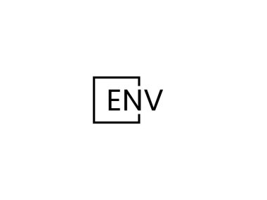 Beyaz arkaplan ve vektör logosunda ENV harfleri izole edildi