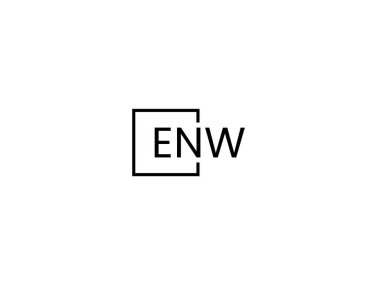 Beyaz arkaplan ve vektör logosunda ENW harfleri izole edildi