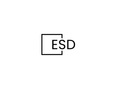 Beyaz arkaplan ve vektör logosunda ESD harfleri izole edildi