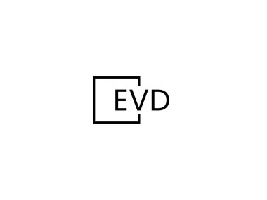 EVD harfleri beyaz arkaplanda izole edildi, vektör logosu