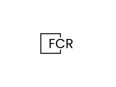 Beyaz arkaplanda izole edilmiş FCR harfleri, vektör logosu