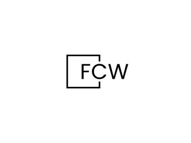 Beyaz arkaplanda izole edilmiş FCW harfleri, vektör logosu