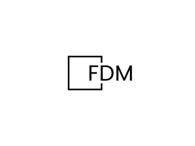 Beyaz arkaplanda izole edilmiş FDM harfleri, vektör logosu