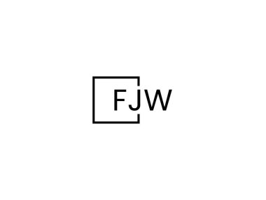 FJW harfleri beyaz arkaplanda izole edildi, vektör logosu