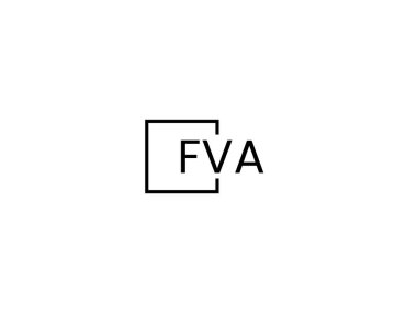 FVA harfleri beyaz arkaplanda izole edilmiş, vektör logosu