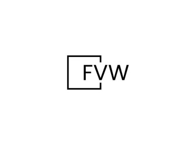Beyaz arkaplanda izole edilmiş FVW harfleri, vektör logosu