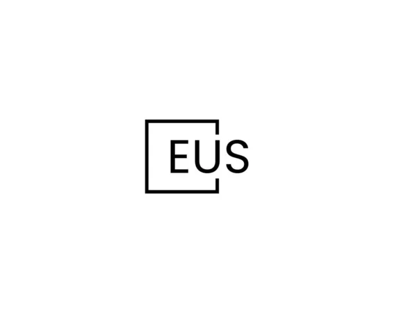 Eus Letters Geïsoleerd Witte Achtergrond Vectorlogo — Stockvector