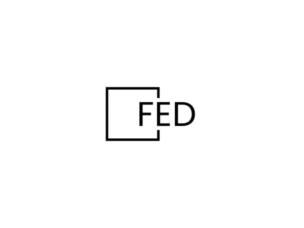 Letras Fed Isoladas Fundo Branco Logotipo Vetor —  Vetores de Stock
