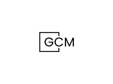 GCM harfleri logo tasarım vektör şablonu