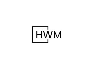 Beyaz arkaplan ve vektör logosunda HWM harfleri izole edildi