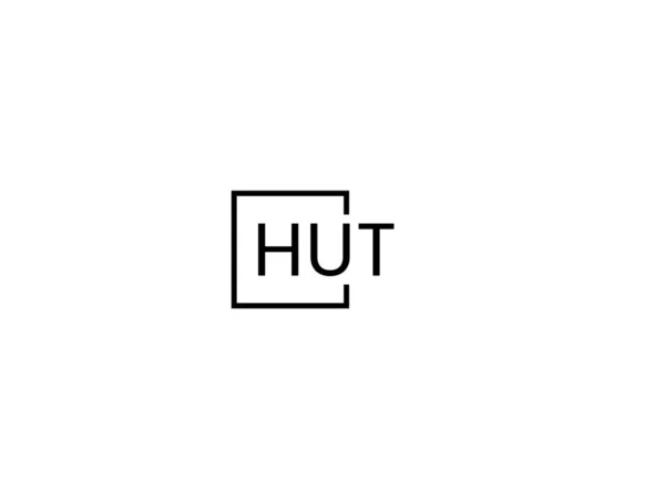 白い背景に隔離されたHut文字 ベクトルロゴ — ストックベクタ