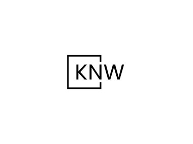 Beyaz arkaplan ve vektör logosunda KNW harfleri izole edildi 