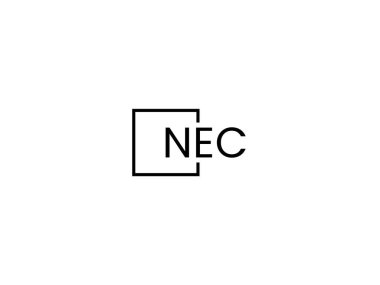 Beyaz arkaplanda izole edilmiş NEC harfleri, vektör logosu