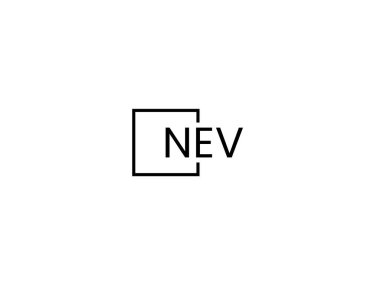 Beyaz arkaplanda izole edilmiş NEV harfleri, vektör logosu