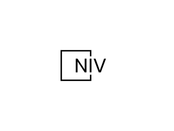 Niv Letras Isoladas Fundo Branco Logotipo Vetor — Vetor de Stock