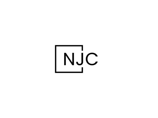 Γράμματα Njc Απομονωμένα Λευκό Φόντο Λογότυπο Διανύσματος — Διανυσματικό Αρχείο