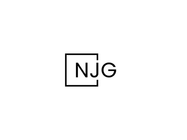Njg Letras Isoladas Fundo Branco Logotipo Vetor —  Vetores de Stock