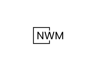 Beyaz arkaplan ve vektör logosu üzerinde izole edilmiş NWM harfleri