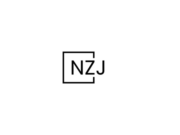 Nzj Letras Aisladas Sobre Fondo Blanco Logotipo Del Vector — Vector de stock