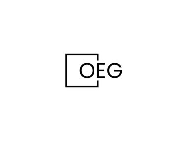 Beyaz arkaplan ve vektör logosunda OEG harfleri izole edildi