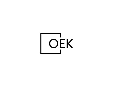 Beyaz arkaplanda izole edilmiş OEK harfleri, vektör logosu
