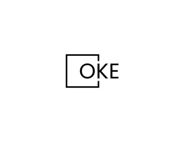 Beyaz arkaplanda OKE harfleri izole edildi, vektör logosu