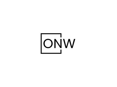 Beyaz arkaplan, vektör logosu üzerinde ONW harfleri izole