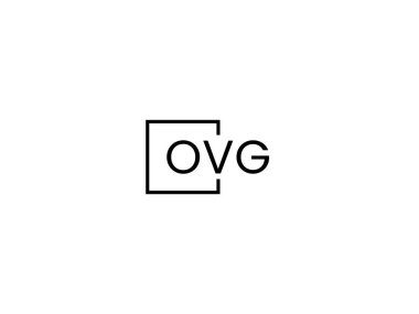 Beyaz arkaplanda izole edilmiş OVG harfleri, vektör logosu