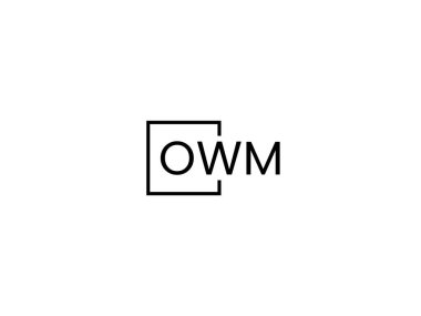 Beyaz arkaplan ve vektör logosunda OWM harfleri izole edildi