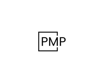 Beyaz arkaplan ve vektör logosunda PMP harfleri izole edildi