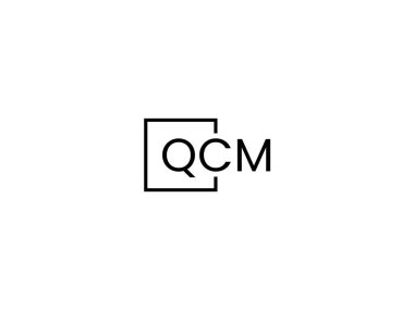 Beyaz arkaplanda izole edilmiş QCM harfleri, vektör logosu