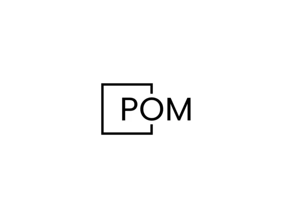 Γράμματα Pom Απομονωμένα Λευκό Φόντο Λογότυπο Διανύσματος — Διανυσματικό Αρχείο