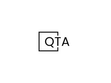 Beyaz arkaplan ve vektör logosunda QTA harfleri izole edildi  