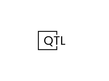 Beyaz arkaplanda izole edilmiş QTL harfleri, vektör logosu  