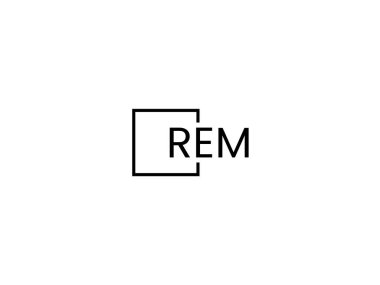 Beyaz arkaplanda izole edilmiş REM harfleri, vektör logosu