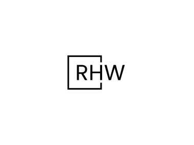Beyaz arkaplan ve vektör logosunda RHW harfleri izole edildi