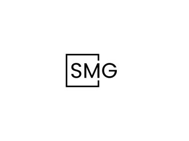 Beyaz arkaplan ve vektör logosunda SMG harfleri izole edildi