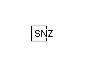 Beyaz arkaplan ve vektör logosunda SNZ harfleri izole edildi