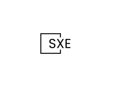 Beyaz arkaplan ve vektör logosunda SXE harfleri izole edildi