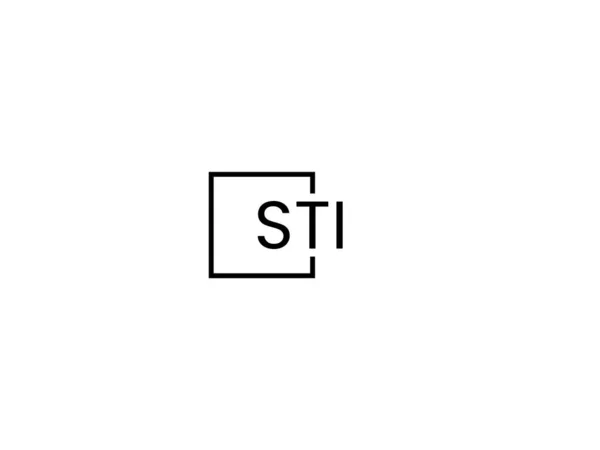 Επιστολές Sti Που Απομονώνονται Λευκό Φόντο Λογότυπο Διανύσματος — Διανυσματικό Αρχείο