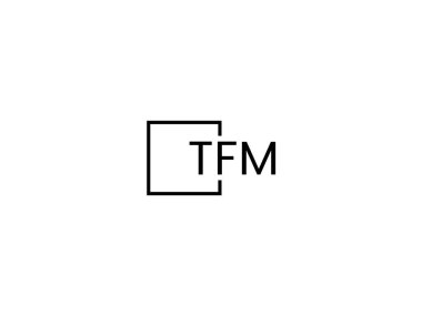 Beyaz arkaplan ve vektör logosunda TFM harfleri izole edildi