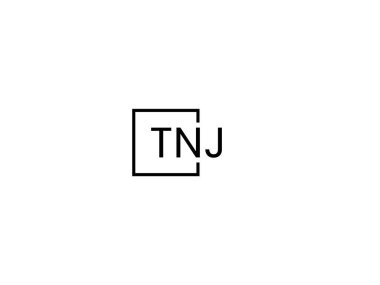 Beyaz arkaplan ve vektör logosunda TNJ harfleri izole edildi