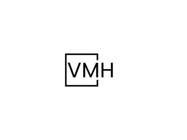 Beyaz arkaplanda VMH harfleri logo tasarımı