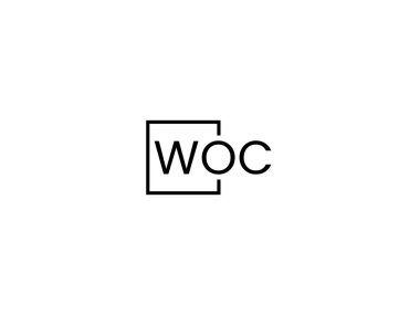 WOC harfleri logo tasarım vektör şablonu
