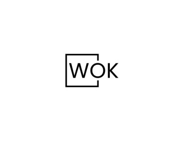 WOK harfleri logo tasarım vektör şablonu