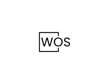 WOS harfleri logo tasarım vektör şablonu