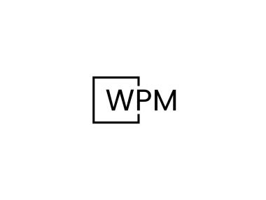 WPM harfleri logo tasarım vektör şablonu