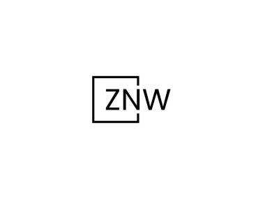 ZNW harfleri logo tasarım vektör şablonu